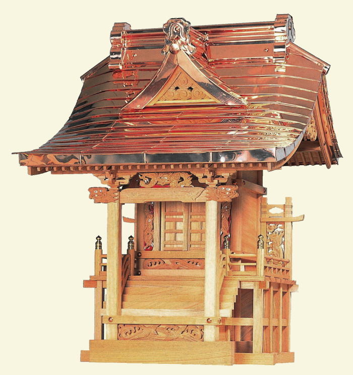 千鳥屋根（欅製・束立彫刻付）